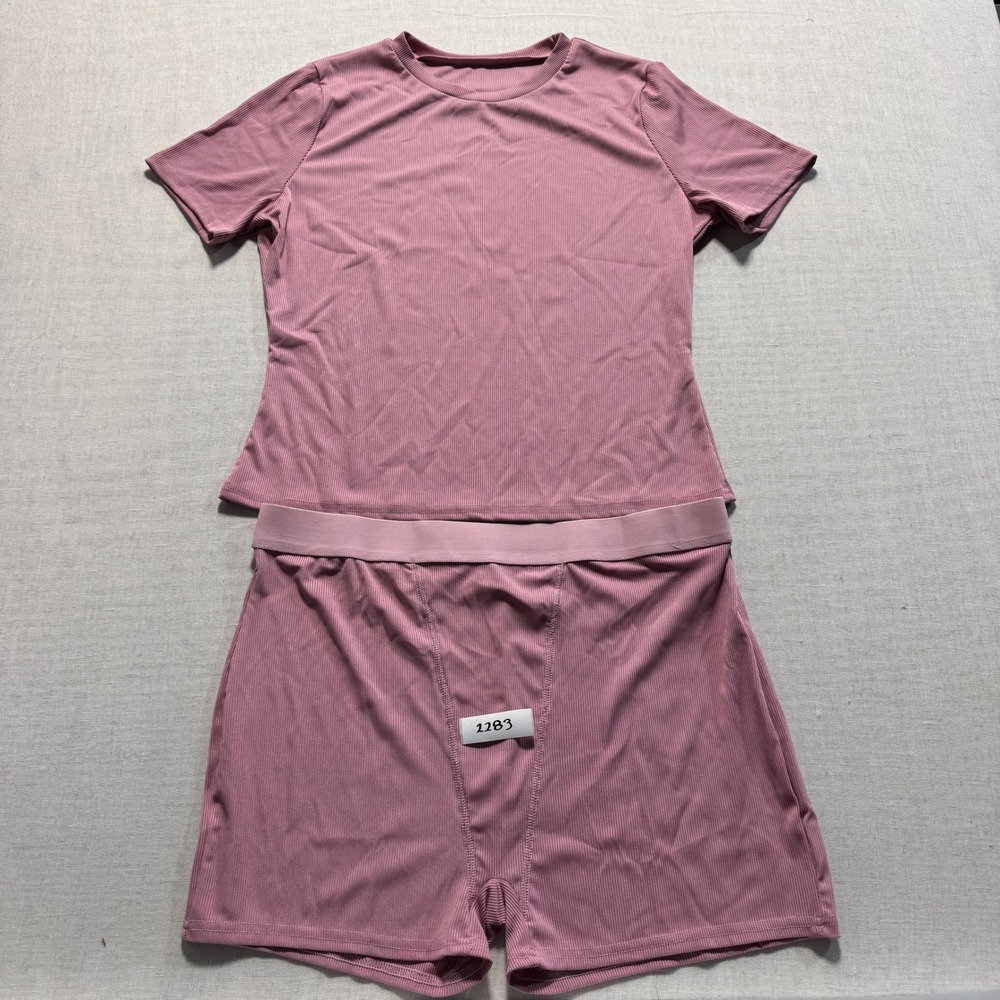 Ribbed Knit 2 Piece Lounge Set Women Sz 2XL Pink New Without Tags
